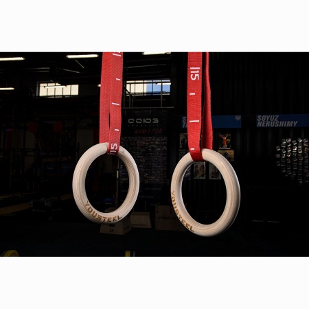 Купить Кольца гимнастические 32 мм красные стропы в Белинском 