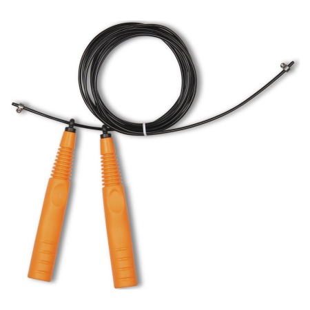 Купить Скакалка высокооборотная Кроссфит стальной шнур в оплетке 2.9 м чёрно-оранжевая в Белинском 